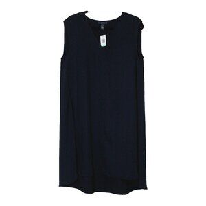 Alfani Women's Oversized High Low Shift Dress Flowy Pockets Size 8 Black NWT $90